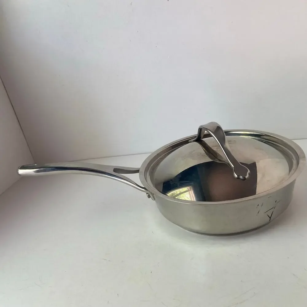 Analon Skillet W/ Lid 3 Quart 2.8 L 5 Ply  Nouvelle Copper Core Base 00014T GUC